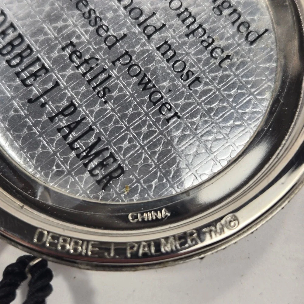 Debbie J Palmer Victorian Lace Silver Compact Mirror Box & Velvet Pouch